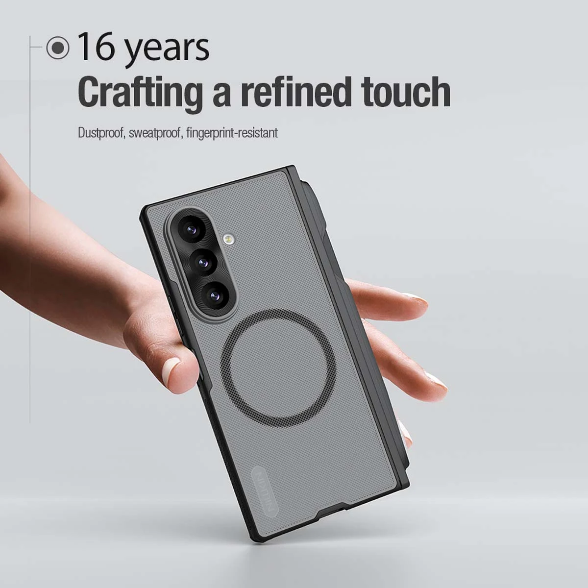 قاب دودی ضدضربه مگنتی قلم دار Galaxy Z Fold 8 Ultra مارک نیلکین مدل Super Frosted Shield Fold