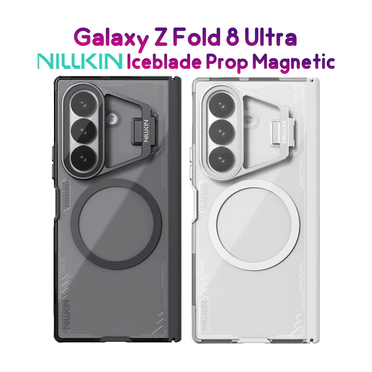 قاب کریستالی کمرا استند شیشه‌ای Galaxy Z Fold 8 Ultra مارک نیلکین مدل Iceblade Prop