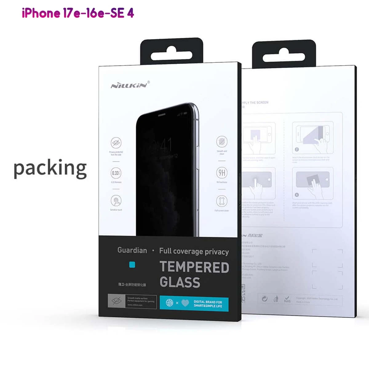 گلس حریم شخصی با ابزار مخصوص نصب iPhone 17e مارک نیلکین مدل Guardian گلس حریم شخصی با ابزار مخصوص نصب iPhone 17e مارک نیلکین مدل Guardian