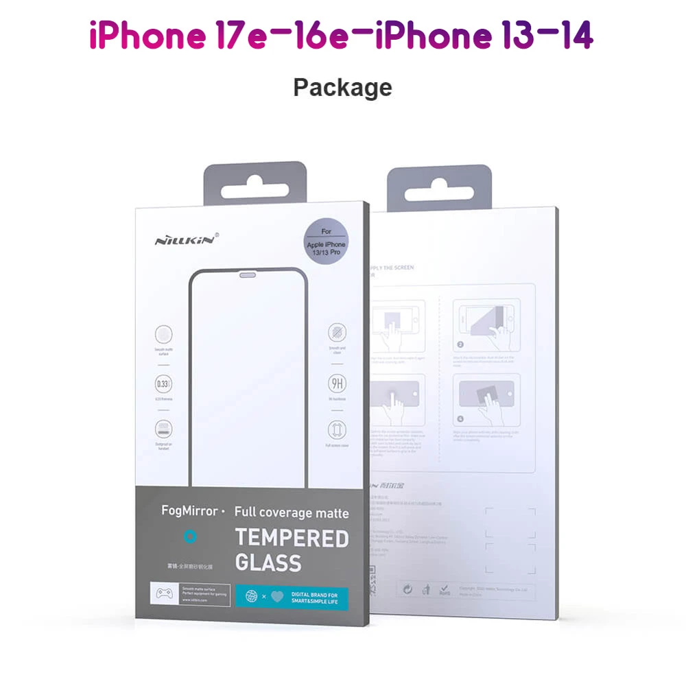 گلس مات تمام صفحه iPhone 17e مارک نیلکین مدل FogMirror Matte با ابزار نصب آسان