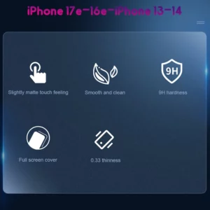 گلس مات تمام صفحه iPhone 17e مارک نیلکین مدل FogMirror Matte با ابزار نصب آسان