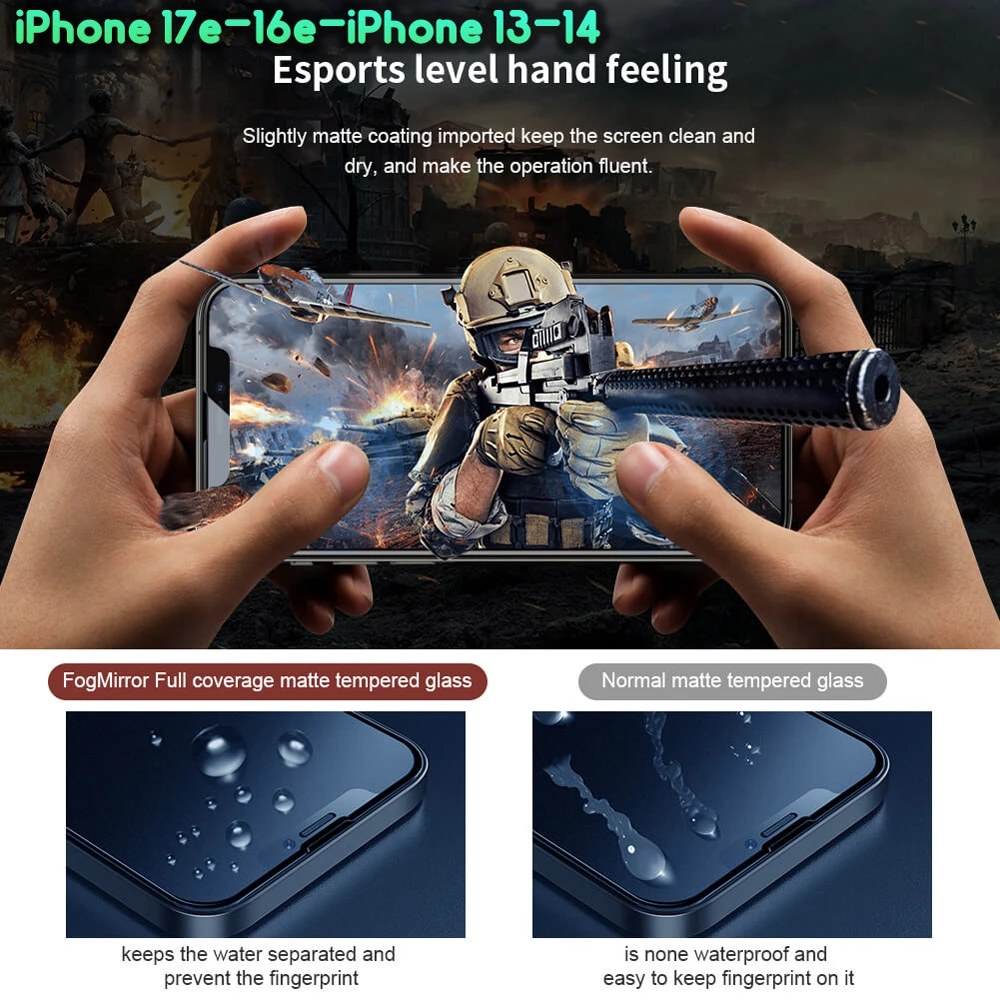گلس مات تمام صفحه iPhone 17e مارک نیلکین مدل FogMirror Matte با ابزار نصب آسان