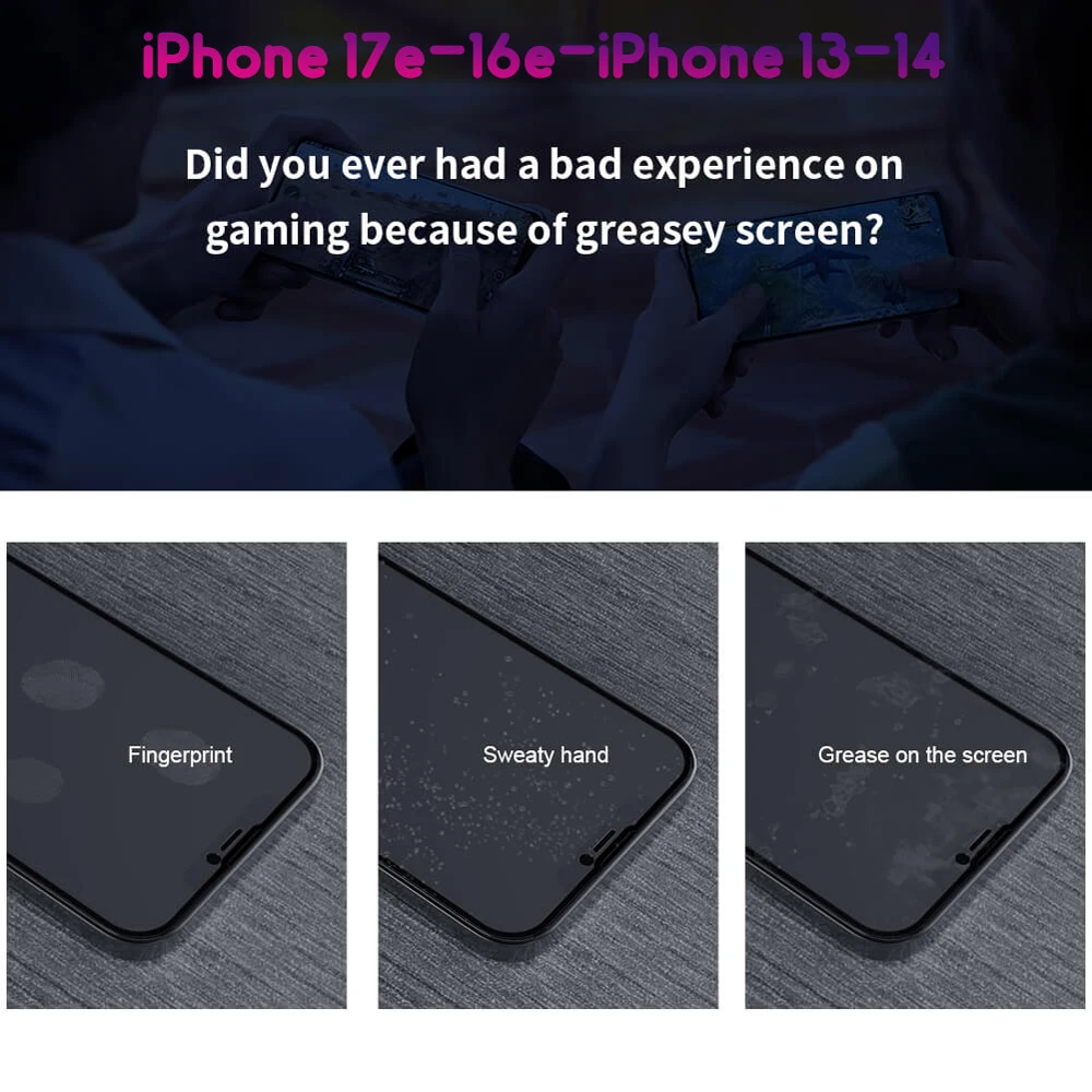 گلس مات تمام صفحه iPhone 17e مارک نیلکین مدل FogMirror Matte با ابزار نصب آسان