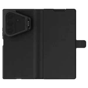 کیف چرمی Galaxy Z Fold 8 Ultra با درب مگنتی و محافظ دوربین استند دار مارک نیلکین مدل Qin Prop