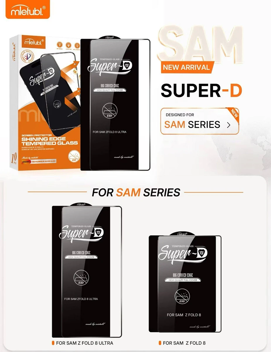 گلس Super-D شیشه ای Galaxy Z Fold 8 Ultra مارک Mietubl ( برای صفحه نمایش بیرونی )
