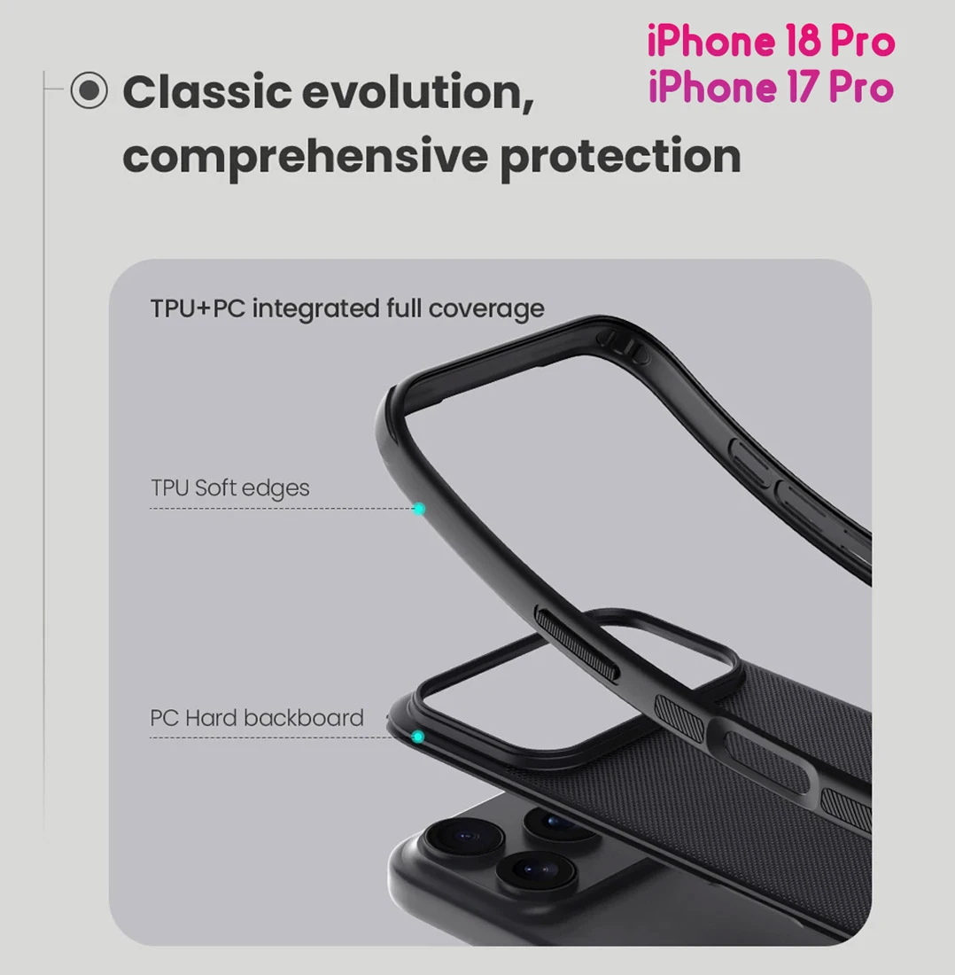 قاب ضدضربه iPhone 18 Pro مارک نیلکین مدل Super Frosted Shield Pro
