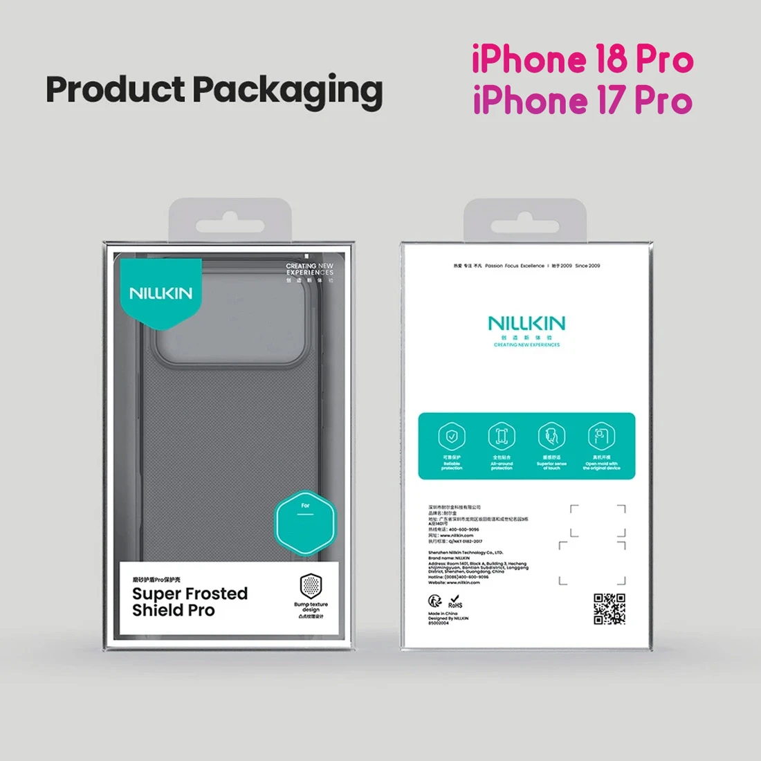قاب ضدضربه دودی iPhone 18 Pro مارک نیلکین مدل Super Frosted Shield Pro Clear