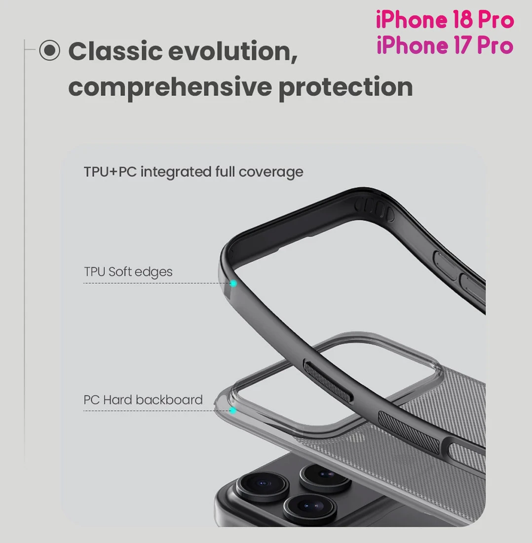 قاب ضدضربه دودی iPhone 18 Pro مارک نیلکین مدل Super Frosted Shield Pro Clear