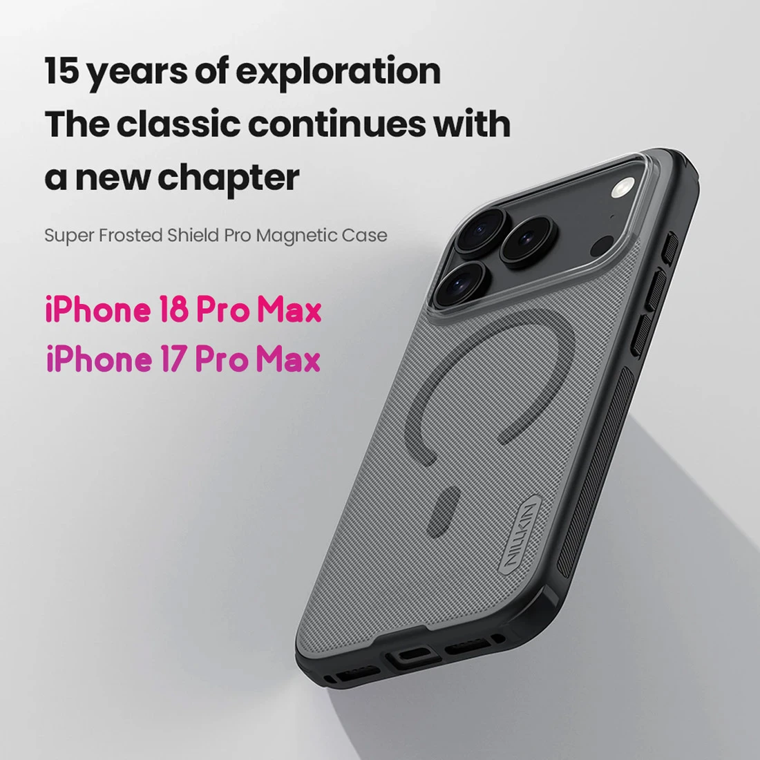 قاب ضدضربه دودی مگنتی iPhone 18 Pro Max مارک نیلکین مدل Super Frosted Shield Pro Clear Magnetic قاب ضدضربه دودی مگنتی iPhone 18 Pro Max مارک نیلکین مدل Super Frosted Shield Pro Clear Magnetic