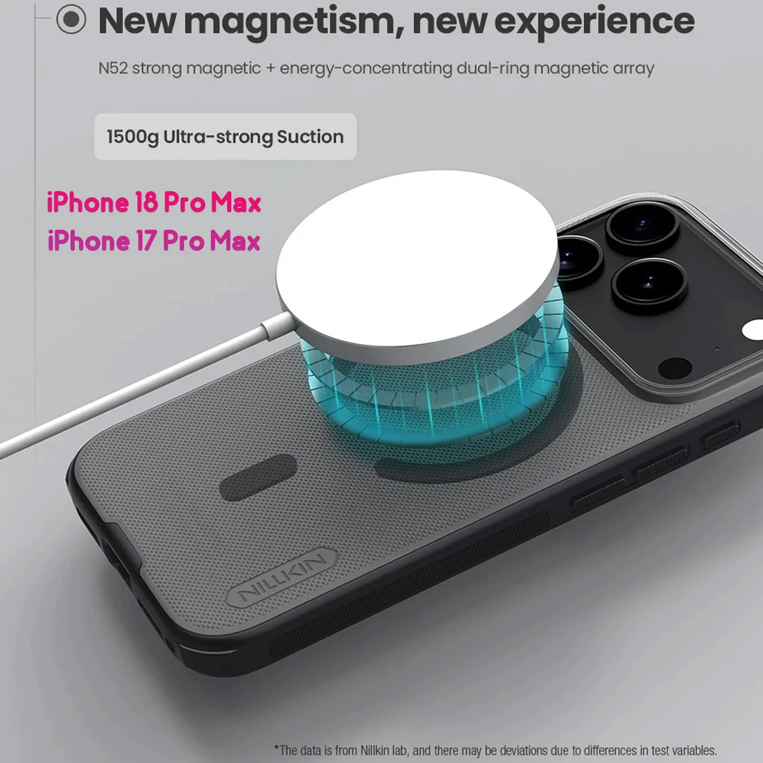 قاب ضدضربه دودی مگنتی iPhone 18 Pro Max مارک نیلکین مدل Super Frosted Shield Pro Clear Magnetic
