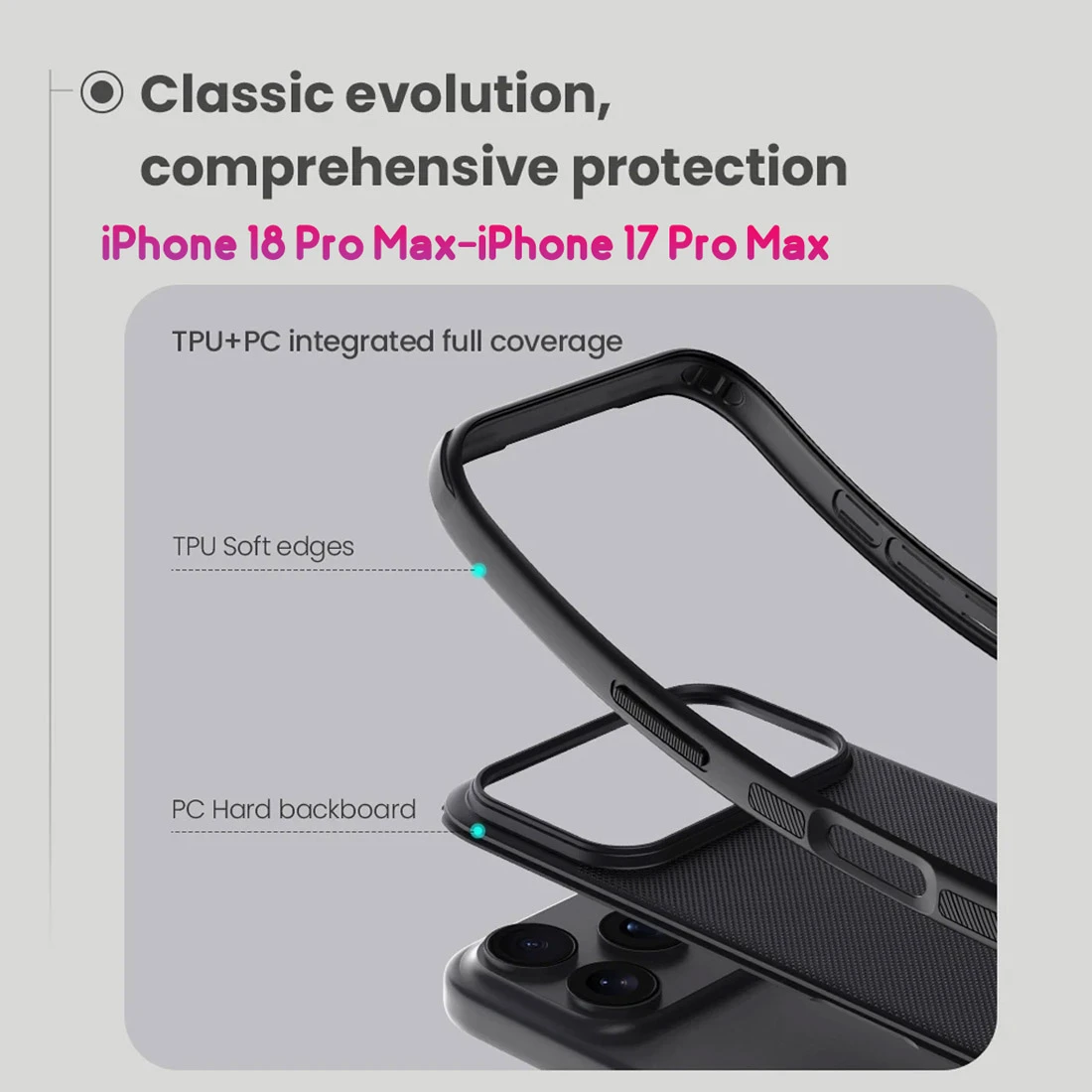 قاب ضدضربه مگنتی iPhone 18 Pro Max مارک نیلکین مدل Super Frosted Shield Pro Magnetic