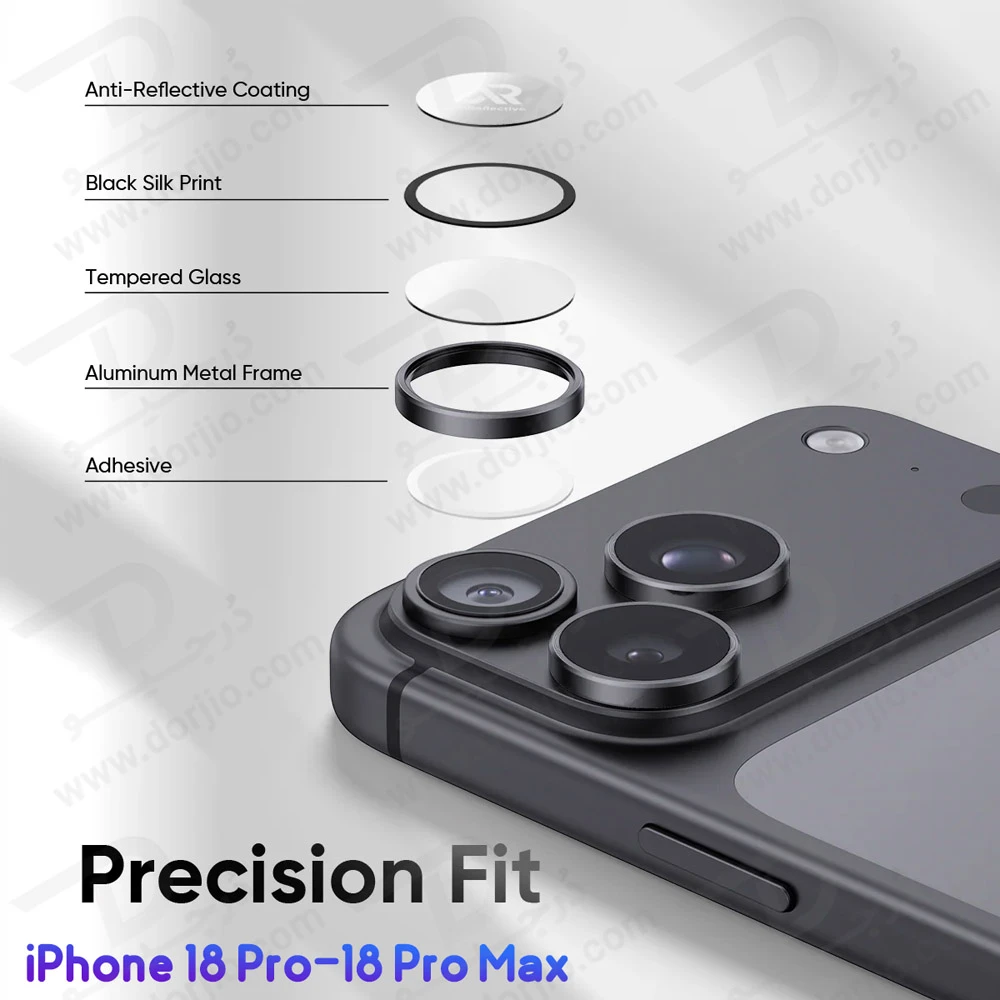 محافظ لنز دوربین رینگی فلزی iPhone 18 Pro مارک KUZOOM