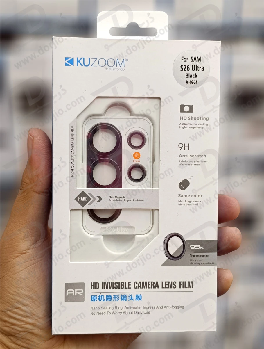محافظ لنز دوربین فول کاور Galaxy S26 Ultra مارک KUZOOM محافظ لنز دوربین فول کاور Galaxy S26 Ultra مارک KUZOOM