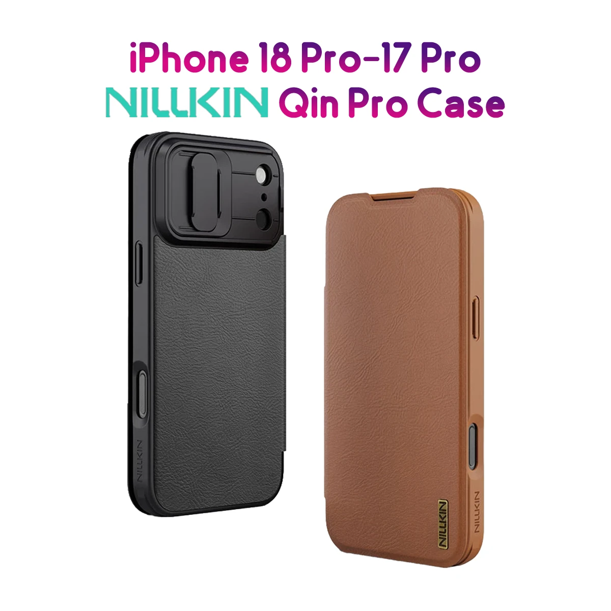 کیف چرمی محافظ دوربین دار iPhone 18 Pro مارک نیلکین مدل Qin Pro