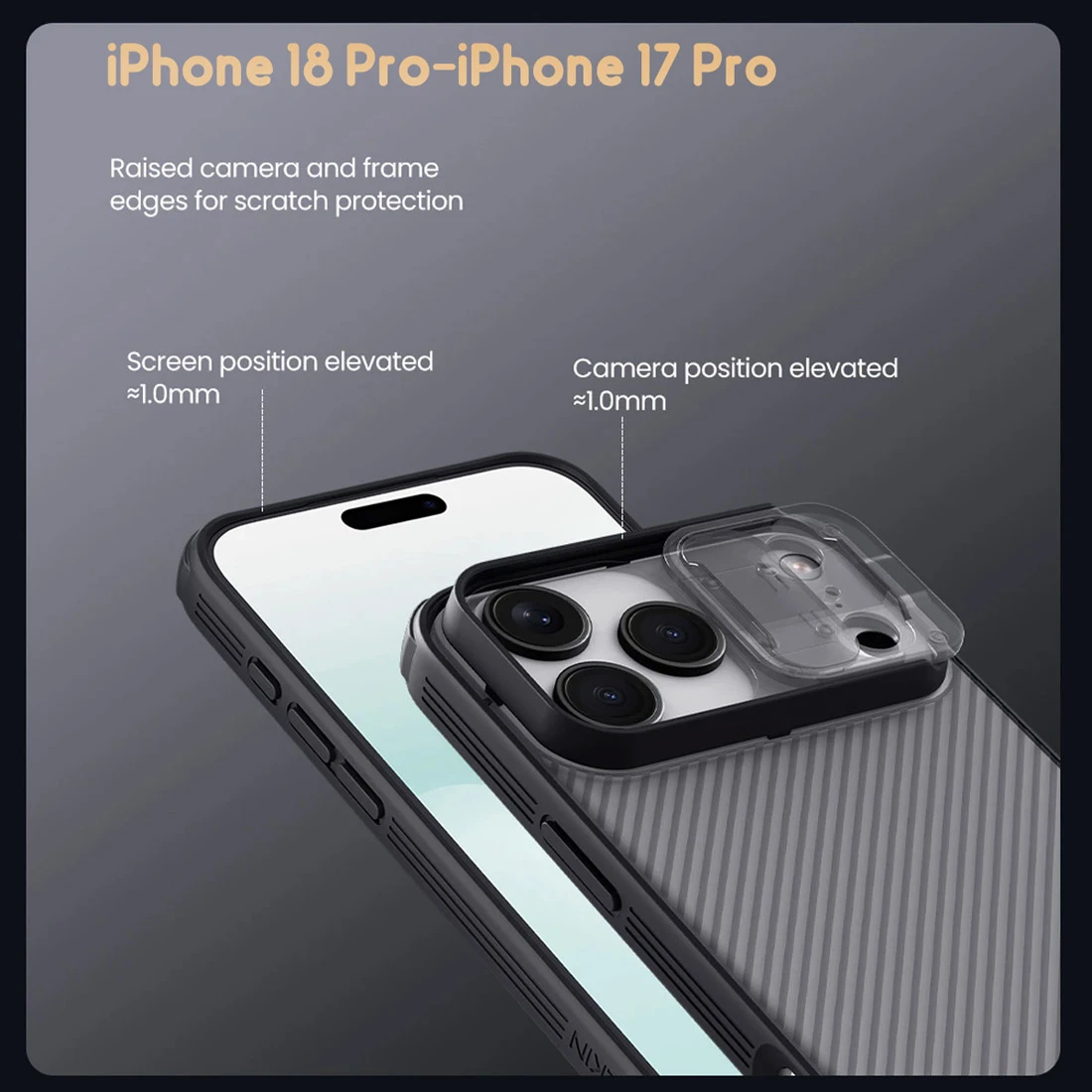 گارد ضدضربه دودی iPhone 18 Pro مارک نیلکین مدل Camshield Pro Clear