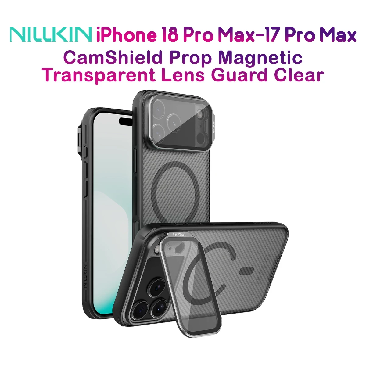 گارد مگنتی دودی کمرا استند iPhone 18 Pro Max مارک نیلکین مدل CamShield Prop Magnetic