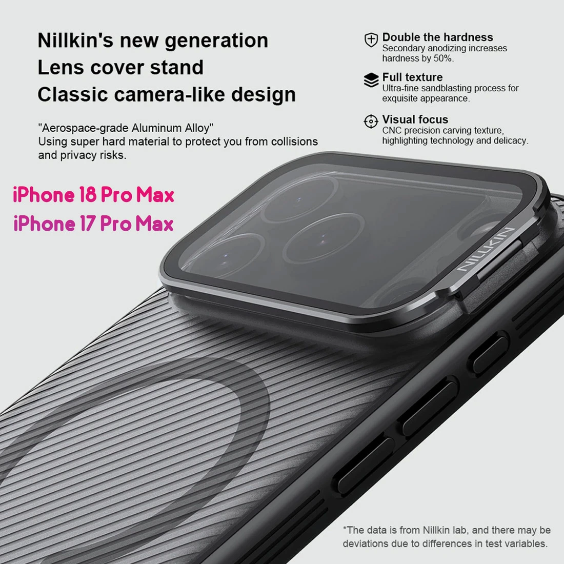 گارد مگنتی دودی کمرا استند iPhone 18 Pro Max مارک نیلکین مدل CamShield Prop Magnetic