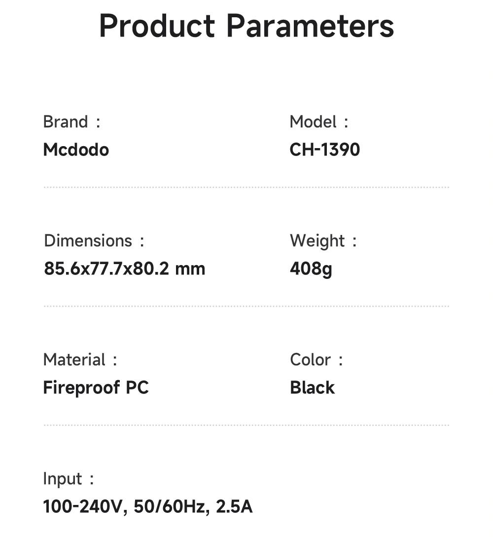 شارژر رومیزی 100 وات با کابل متصل Type-C و نمایشگر برند مک دودو مدل Mcdodo CH-139