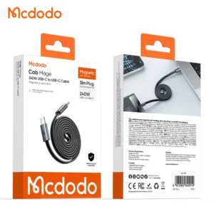 کابل شارژ 240 وات 5 آمپر بدنه مگنتی Type-C به Type-C طول 1.2 متر برند مک دودو مدل CA-9900