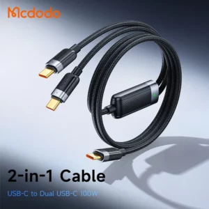 کابل شارژ سریع 100 وات 5 آمپر Type-C به دو پورت Type-C طول 1.5 متر برند مک دودو مدل Mcdodo CA-6780