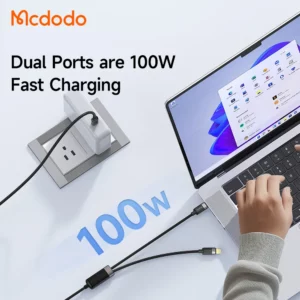 کابل شارژ سریع 100 وات 5 آمپر Type-C به دو پورت Type-C طول 1.5 متر برند مک دودو مدل Mcdodo CA-6780