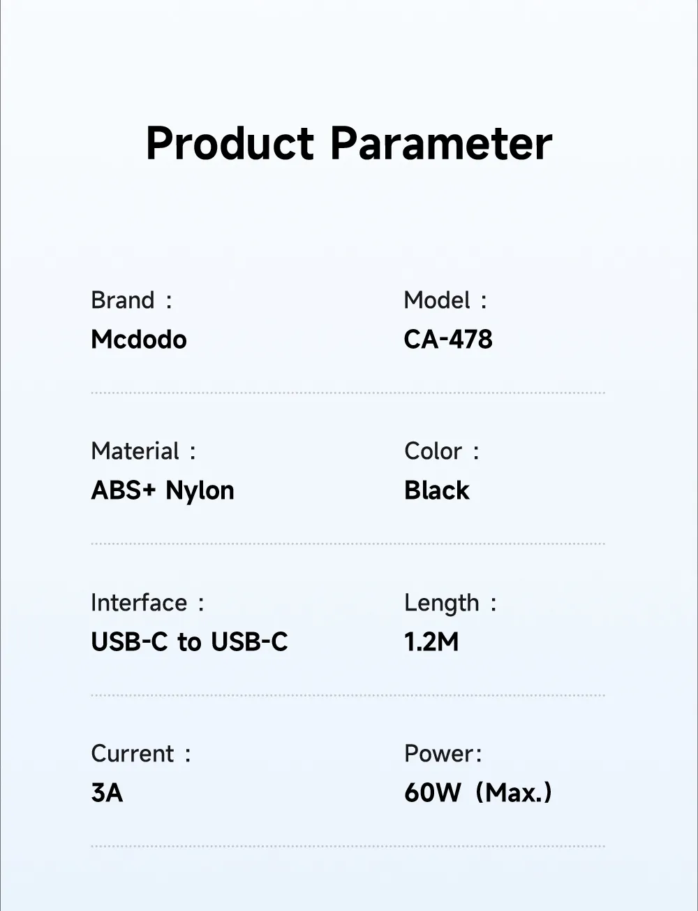 کابل شارژ سریع 60 وات 3 آمپر Type-c به Type-c نمایشگر دار 1.2 متر برند مک دودو مدل Mcdodo CA-4780