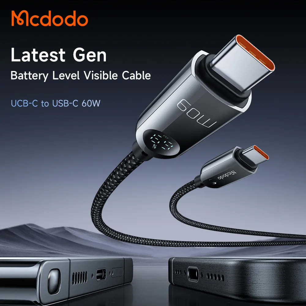 کابل شارژ سریع 60 وات 3 آمپر Type-c به Type-c نمایشگر دار 1.2 متر برند مک دودو مدل Mcdodo CA-4780