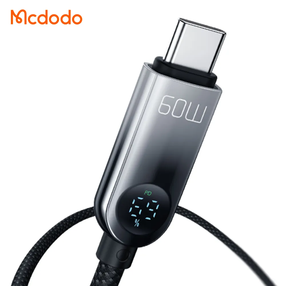 کابل شارژ سریع 60 وات 3 آمپر Type-c به Type-c نمایشگر دار 1.2 متر برند مک دودو مدل Mcdodo CA-4780