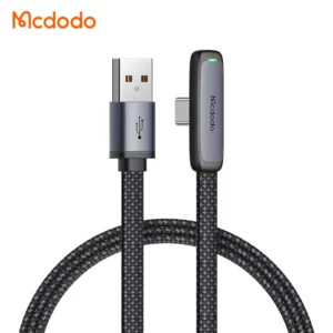 کابل شارژ سریع گیمینگ 90 درجه 100 وات 6 آمپر USB به Type-C طول 1.2 متر برند مک دودو مدل CA-3340