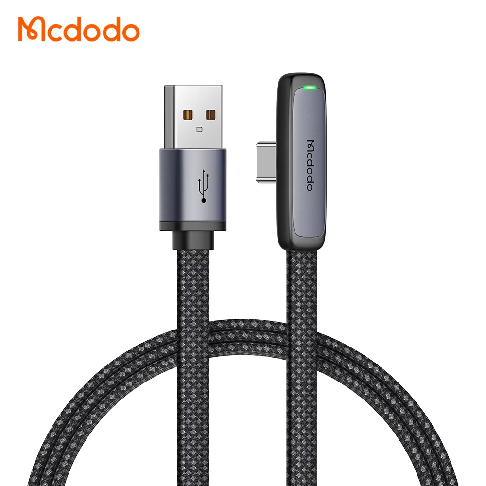 کابل شارژ سریع گیمینگ 90 درجه 100 وات 6 آمپر USB به Type-C طول 1.2 متر برند مک دودو مدل CA-3340