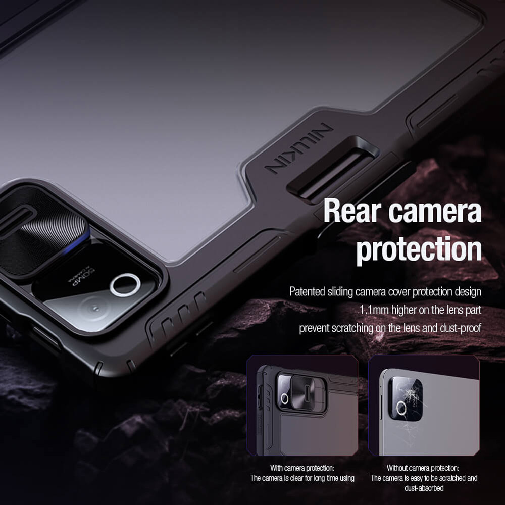 کیف چرمی پشت شفاف ایربگ دار استند تاشو چند زاویه Xiaomi Pad 8 Pro مارک نیلکین مدل Bumper Pro