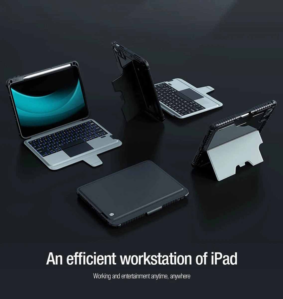 کیف کلاسوری iPad 10.9 2022 با صفحه کلید بلوتوثی برند نیلکین مدل Bumper Combo