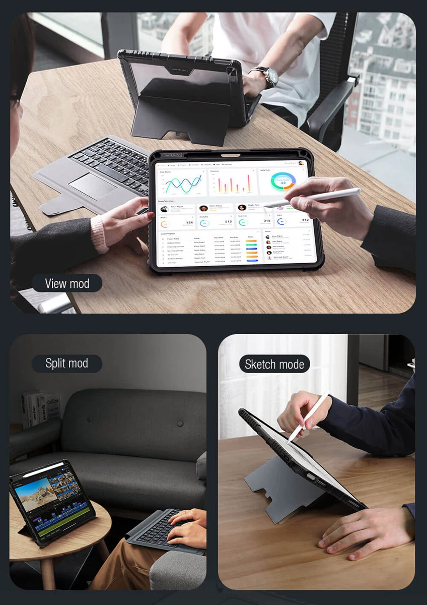 کیف کلاسوری iPad 10.9 2022 با صفحه کلید بلوتوثی برند نیلکین مدل Bumper Combo