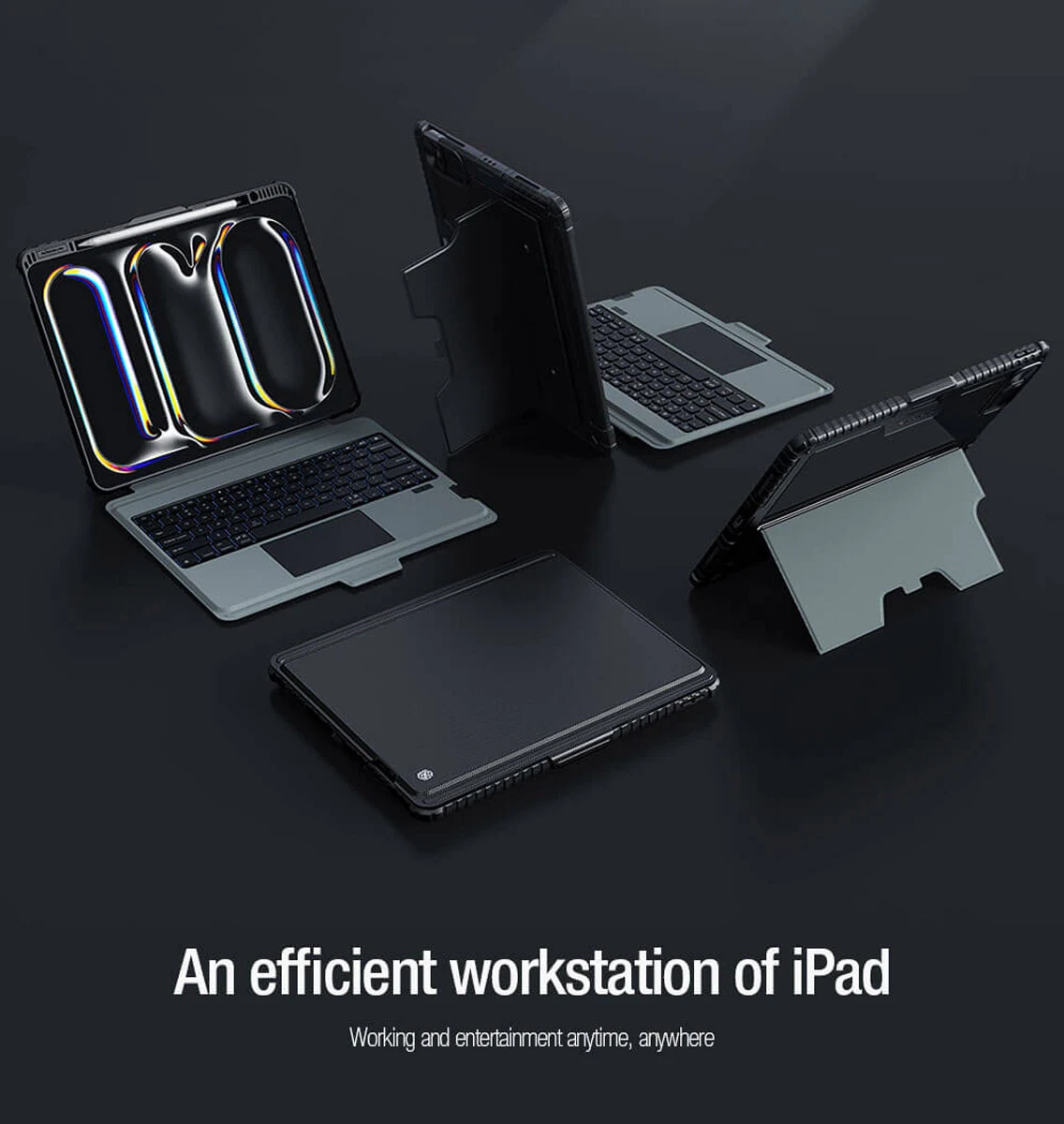 کیف کلاسوری iPad Pro 13 2025 با صفحه کلید بلوتوثی برند نیلکین مدل Bumper Combo