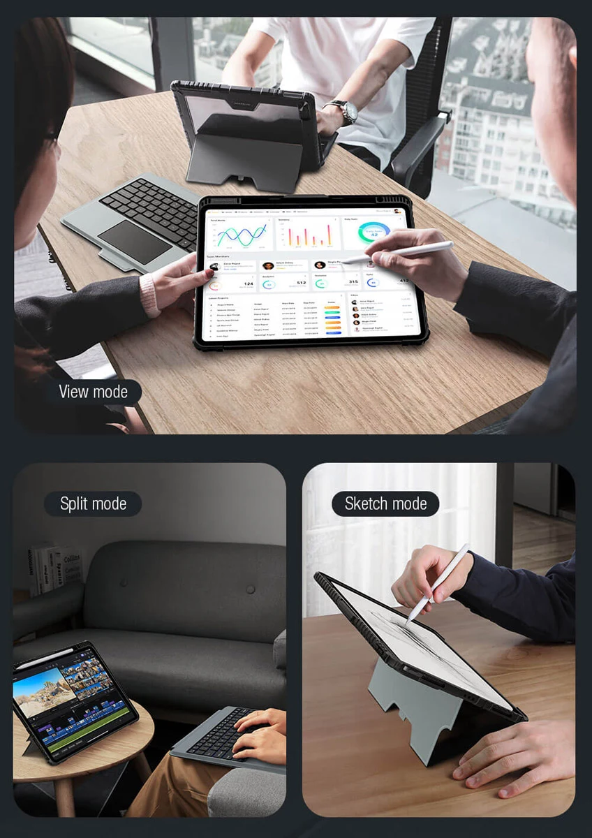کیف کلاسوری iPad Pro 13 2025 با صفحه کلید بلوتوثی برند نیلکین مدل Bumper Combo